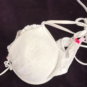 White lace padded bikini top